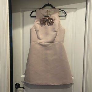 Kate Spade cocktail dress with rose gold sequin bow, zipper down the back